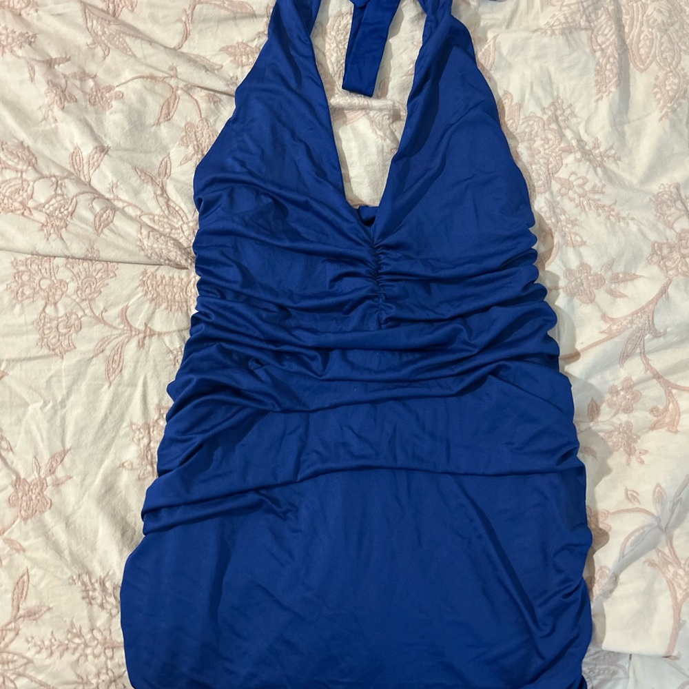 Vibrant Blue Halter Dress